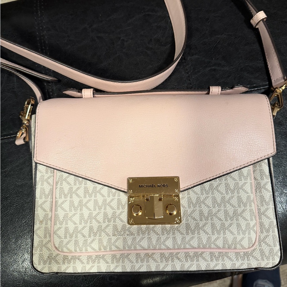 Michael Kors Pink and Cream Crossbody Purse